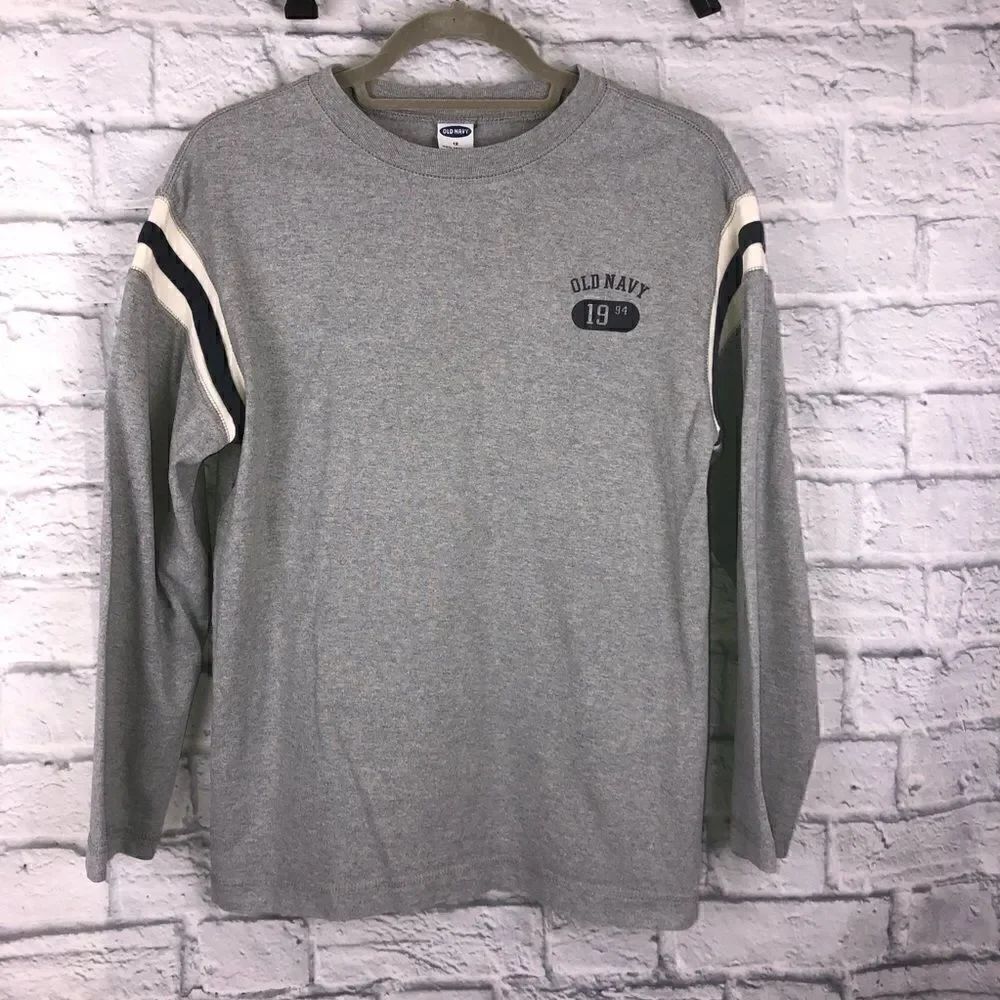 Old navy 100% cotton longsleeve crewneck shirt boys grey sz 12